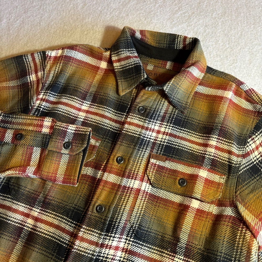 ORVIS Mens Classic Collection Plaid Flannel Shirt Size S Small Cotton